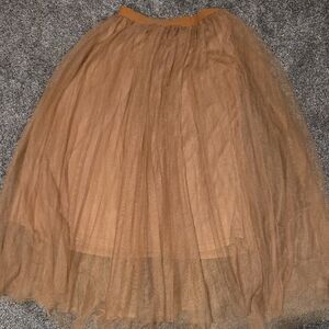 SHEIN Brown Tulle A-Line Skirt